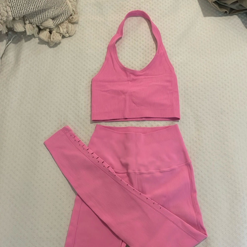 Spiritual Gangster Activewear set halter top and high rise leggings, size XS/S